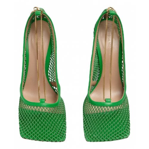 Pre-owned Bottega Veneta Stretch Cloth Sandal In Green