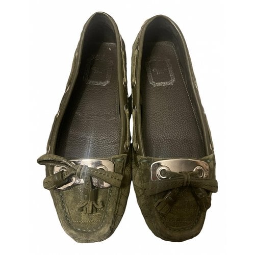 Pre-owned Dior Ballet Flats In Green