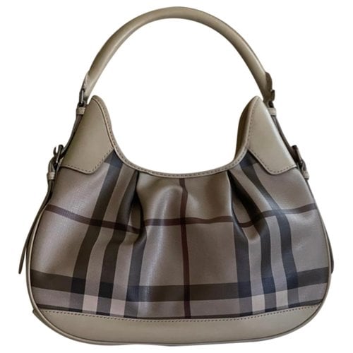 Pre-owned Burberry Leather Handbag In Grey