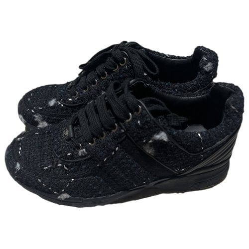 Pre-owned Chanel Tweed Trainers In Black
