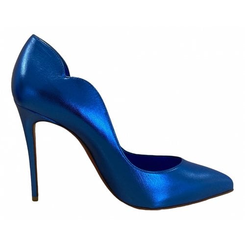 Pre-owned Christian Louboutin Hot Chick Leather Heels In Blue