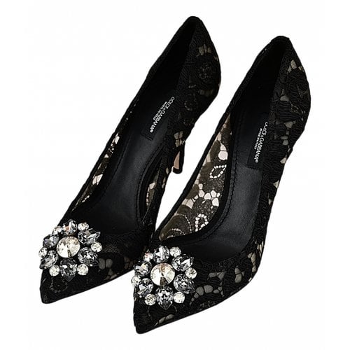 Pre-owned Dolce & Gabbana Taormina Cloth Heels In Black