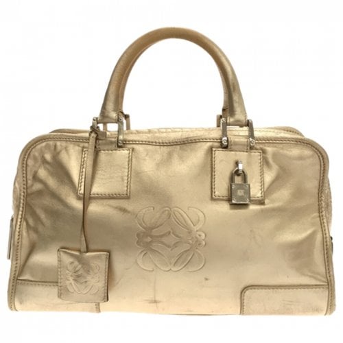 Pre-owned Loewe Amazona Leather Handbag In Gold
