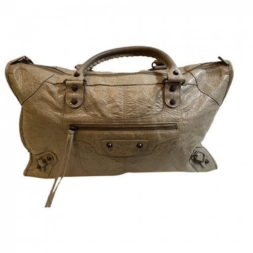 Pre-owned Balenciaga Work Leather Handbag In Grey