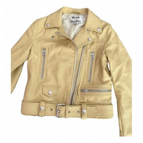 Pre-owned Acne Studios Leather Biker Jacket In Yellow