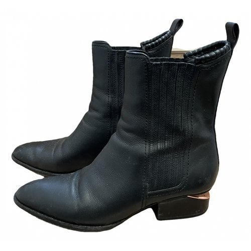 Pre-owned Alexander Wang Kori Leather Ankle Boots In Black