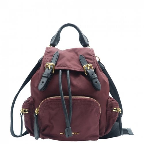 Pre-owned Burberry Cloth Backpack In Burgundy