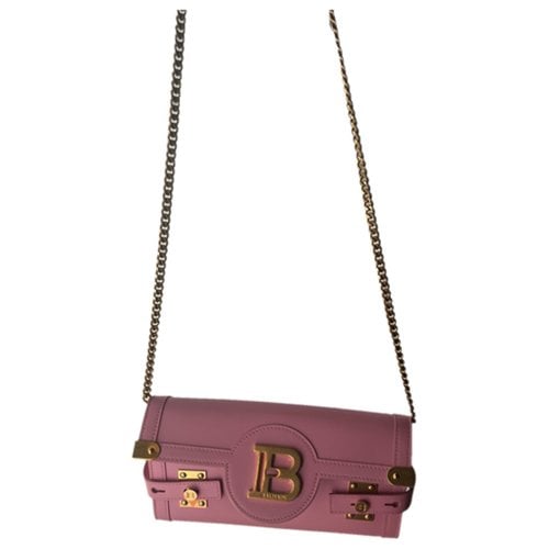 Pre-owned Balmain Ring Box 20 Leather Crossbody Bag In Pink