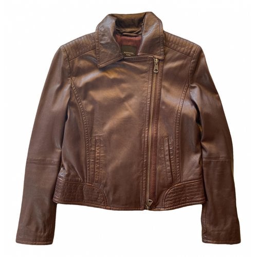 Pre-owned Max Mara Leather Jacket In Burgundy