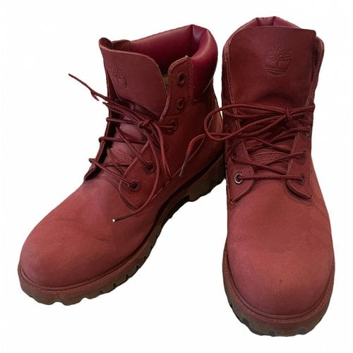 Pre-owned Timberland Leather Boots In Red