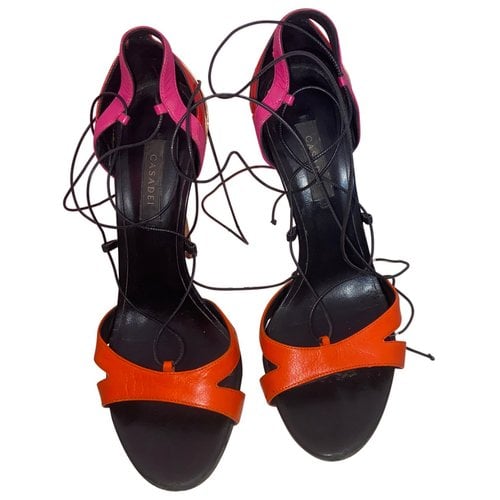 Pre-owned Casadei Leather Sandal In Orange