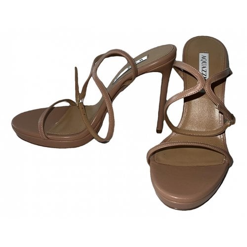 Pre-owned Aquazzura Leather Heels In Camel