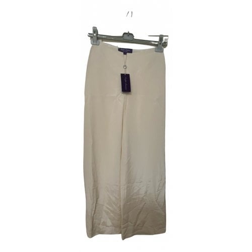 Pre-owned Ralph Lauren Purple Label Silk Large Pants In White