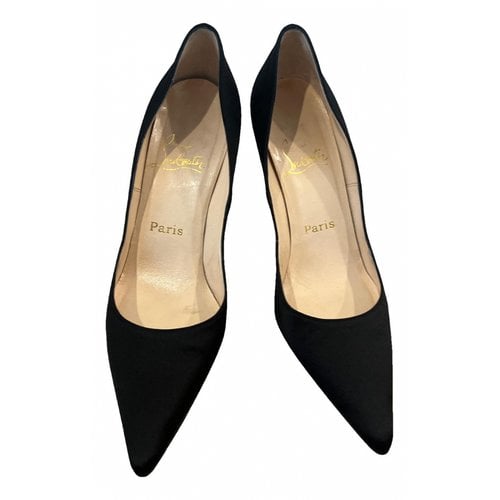 Pre-owned Christian Louboutin Pigalle Cloth Heels In Black