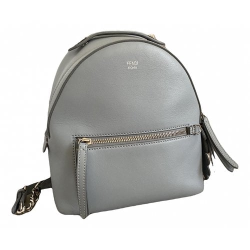 Pre-owned Fendi Leather Backpack In Blue