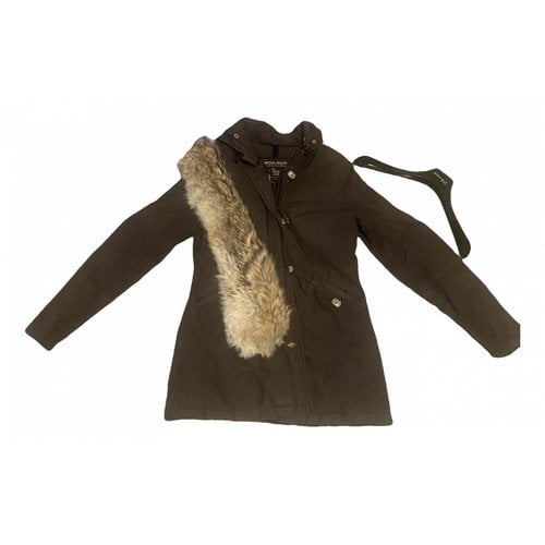 Pre-owned Woolrich Faux Fur Parka In Brown