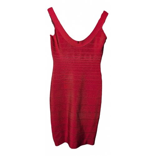 Pre-owned Herve Leger Mini Dress In Red
