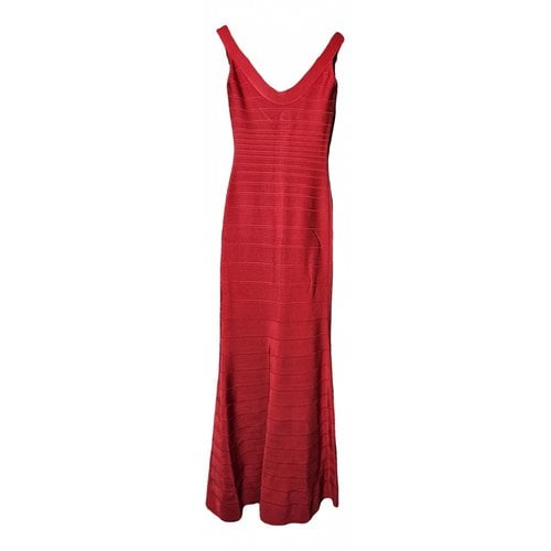 Pre-owned Herve Leger Maxi Dress In Red