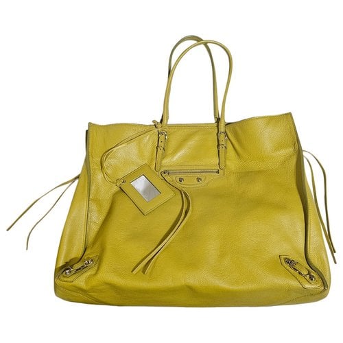 Pre-owned Balenciaga Papier Leather Tote In Green