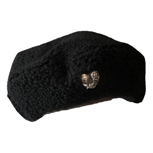 Pre-owned Chrome Hearts Leather Beret In Black