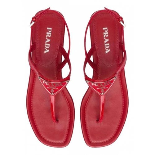 Pre-owned Prada Patent Leather Sandal In Red