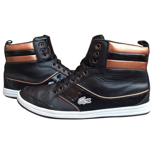 Pre-owned Lacoste Leather Trainers In Black