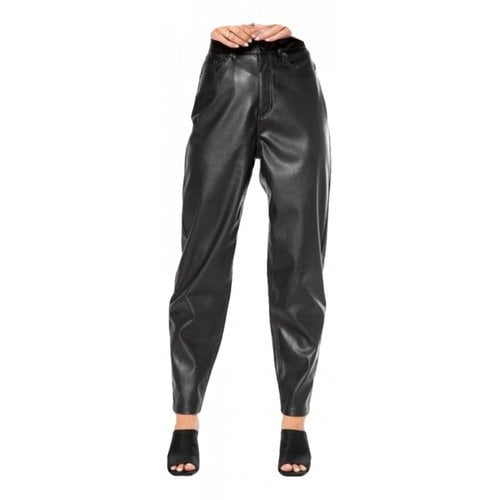 Pre-owned Juicy Couture Vegan Leather Straight Pants In Black