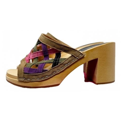 Pre-owned Swedish Hasbeens Leather Sandal In Multicolour