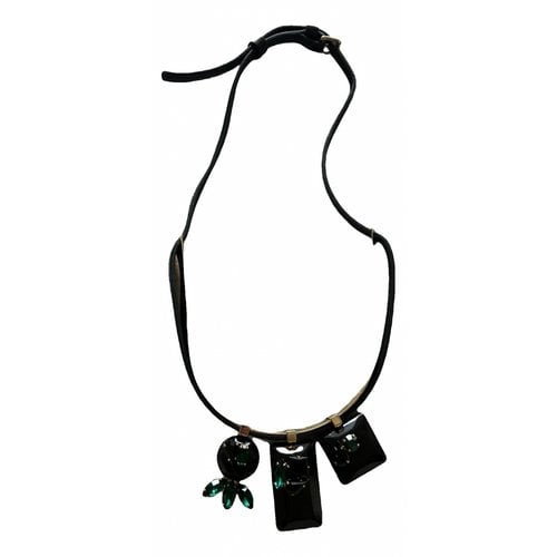 Pre-owned Marni Leather Necklace In Black