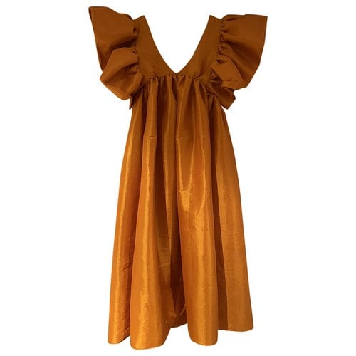 Pre-owned Kika Vargas Silk Maxi Dress In Orange
