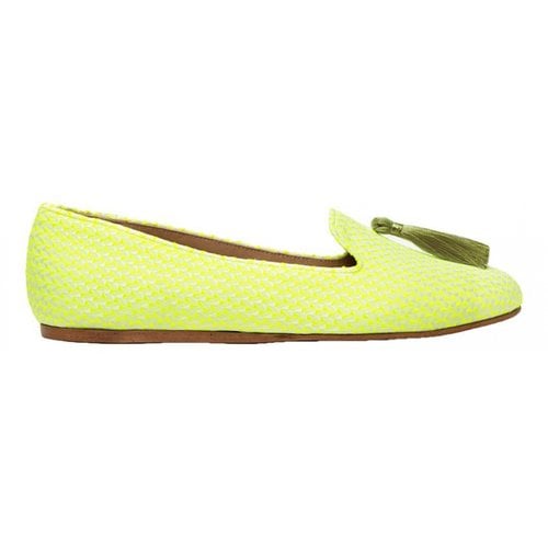 Pre-owned Charles Philip Leather Flats In Yellow