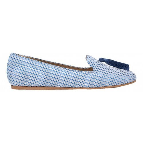 Pre-owned Charles Philip Leather Flats In Blue