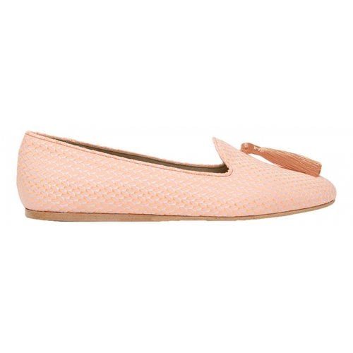 Pre-owned Charles Philip Leather Flats In Pink