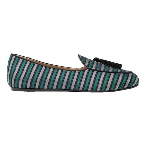 Pre-owned Charles Philip Leather Flats In Green