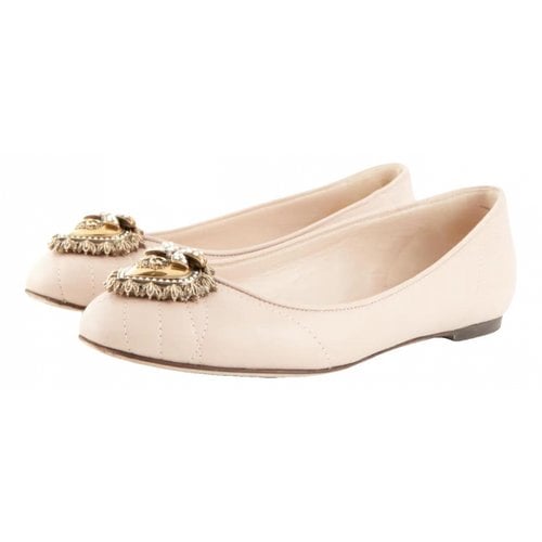 Pre-owned Dolce & Gabbana Leather Ballet Flats In Pink