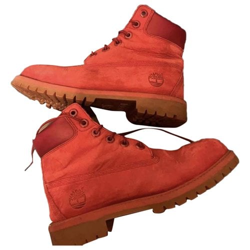 Pre-owned Timberland Leather Snow Boots In Red