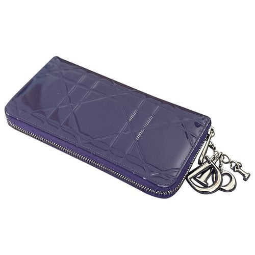 Pre-owned Dior Leather Wallet In Purple