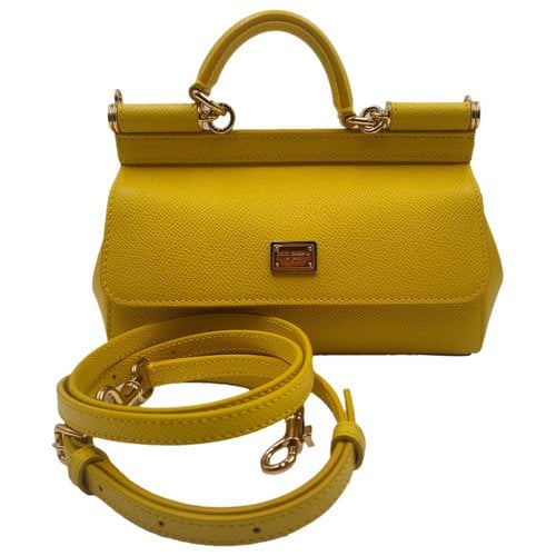 Pre-owned Dolce & Gabbana Sicily Leather Handbag In Yellow