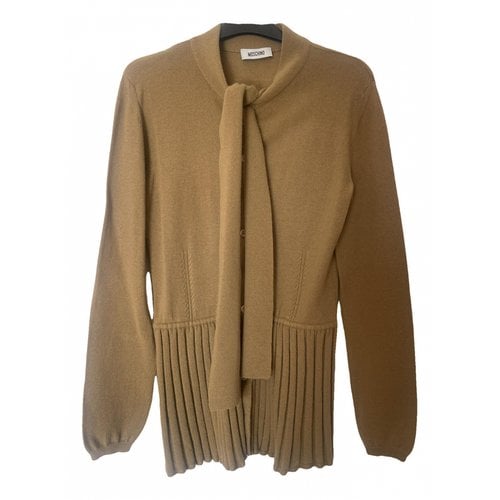 Pre-owned Moschino Wool Cardigan In Camel