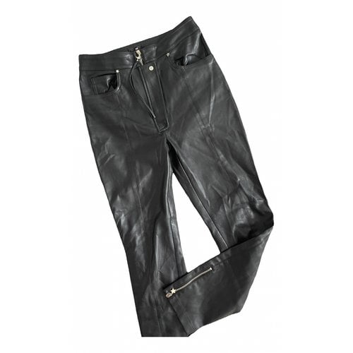 Pre-owned Elisabetta Franchi Leather Slim Pants In Black