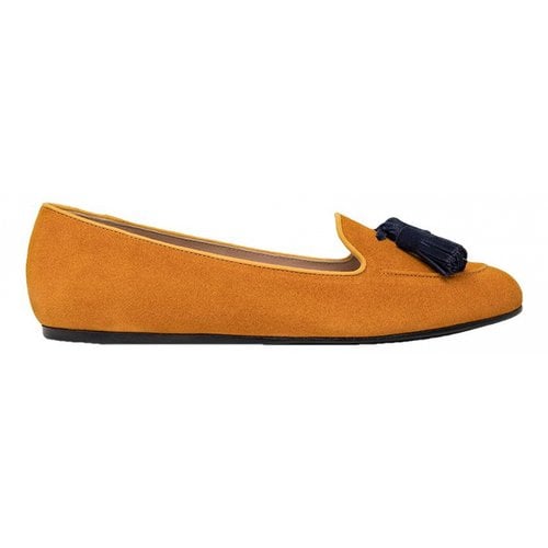 Pre-owned Charles Philip Leather Flats In Gold