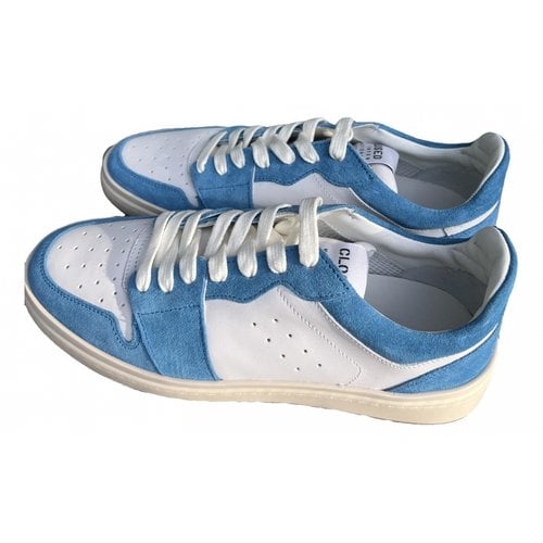 Pre-owned Closed Leather Trainers In Blue