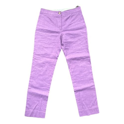 Pre-owned Celine Linen Straight Pants In Purple