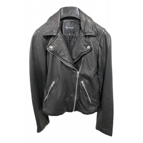 Pre-owned Madewell Leather Biker Jacket In Black