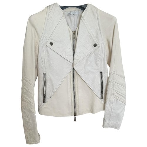 Pre-owned Faith Connexion Leather Jacket In White