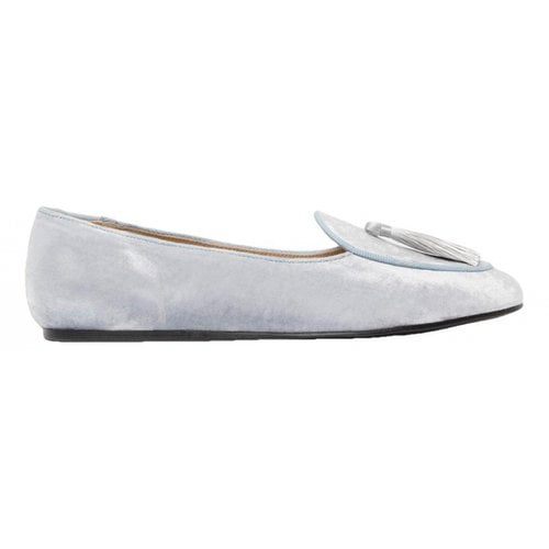 Pre-owned Charles Philip Leather Flats In Silver