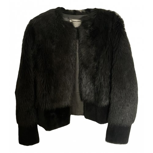 Pre-owned Lk Bennett Faux Fur Jacket In Black