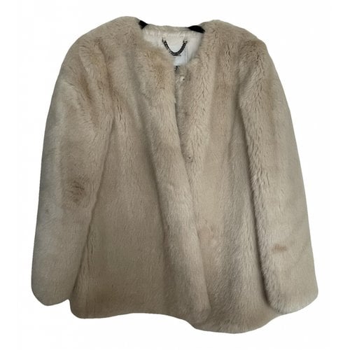 Pre-owned Lk Bennett Faux Fur Coat In Ecru