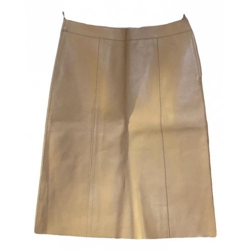 Pre-owned Prada Leather Mid-length Skirt In Beige
