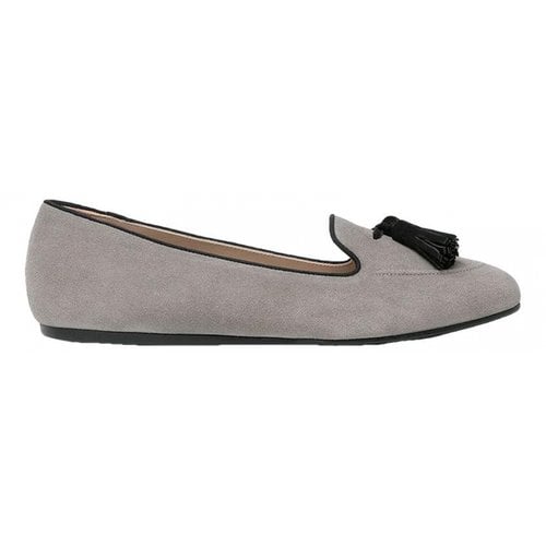Pre-owned Charles Philip Leather Flats In Grey